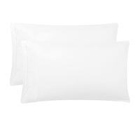 PiccoCasa Brushed Microfiber Pillowcases 2 Pack Soft Breathable Pillow Covers with Embroidery, Pillow Case Covers with Zipper Closure White 50 x 90cm