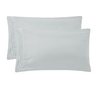 PiccoCasa Brushed Microfiber Pillowcases 2 Pack Soft Breathable Pillow Covers with Embroidery, Pillow Case Covers with Zipper Closure Light Grey 50 x 65cm