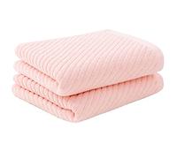PiccoCasa Cotton Hand Towels 2 Pack Ribbed Hand Towels for Bathroom Soft and Highly Absorbent Small Hand Towel - Pink 34 x 74cm Hotel Spa Towel Face Towels Set