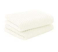 PiccoCasa Cotton Hand Towels 2 Pack Ribbed Hand Towels for Bathroom Soft and Highly Absorbent Small Hand Towel - Pearl White 34 x 74cm Hotel Spa Towel Face Towels Set