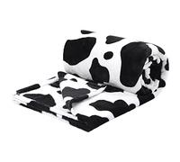 PiccoCasa Cow Printed Blanket, Soft 300GSM Fleece Flannel Throw Blanket Lightweight Cute Comfy Warm Cow Texture Black and White Cowhide Blankets for Couch Sofa Bed Office 130 x 150cm