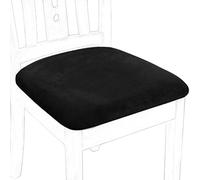 PiccoCasa Dining Chair Seat Covers with Ties, Velvet Soft Chair Seat Cover Stretchable - Dining Chair Covers for Kitchen Wedding Hotel, Removable Washable Black Chair Covers Set of 4