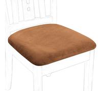 PiccoCasa Dining Chair Seat Covers with Ties, Velvet Soft Chair Seat Cover Stretchable - Dining Chair Covers for Kitchen Wedding Hotel, Removable Washable Brown Chair Covers Set of 4