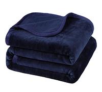 PiccoCasa Flannel Fleece Blanket Soft Lightweight Warm Fuzzy Blanket for All-Seasons, Luxury Comfy Decorative for Couch Living Room Navy Blue Single (130 x 150cm)