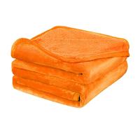 PiccoCasa Flannel Fleece Blanket Soft Lightweight Warm Fuzzy Blanket for All-Seasons, Luxury Comfy Decorative for Couch Living Room Bright Orange Queen (228 x 228cm)