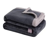 PiccoCasa Flannel Fleece Blanket Soft Lightweight Warm Fuzzy Blanket for All-Seasons, Wide Hemmed Luxury Comfy Decorative for Couch Living Room Slate Grey Single (130 x 150cm)