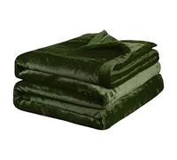 PiccoCasa Flannel Fleece Blanket Soft Lightweight Warm Fuzzy Blanket for All-Seasons, Wide Hemmed Luxury Comfy Decorative for Couch Living Room Olive Green 198 x 228cm