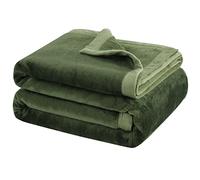 PiccoCasa Flannel Fleece Throw Blanket Fuzzy - Fern Green 130cmx150cm | Durable Wide Hemmed Design, Soft Warm Fuzzy Blanket for All-Seasons, Luxury Comfy for Couch Living Room Bed Sofa
