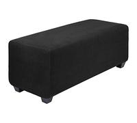PiccoCasa High Stretch Ottoman Cover with Elastic Bottom, Soft Slipcover Jacquard Fabric Small Checks Rectangle Storage Stool Cover Furniture Covers Black X-Large