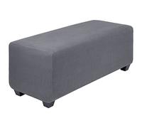 PiccoCasa High Stretch Ottoman Cover with Elastic Bottom, Soft Slipcover Jacquard Fabric Small Checks Rectangle Storage Stool Cover Furniture Covers Dark Gray X-Large