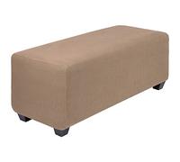 PiccoCasa High Stretch Ottoman Cover with Elastic Bottom, Soft Slipcover Jacquard Fabric Small Checks Rectangle Storage Stool Cover Furniture Covers Fallow X-Large