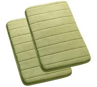 PiccoCasa Memory Foam Bath Mat 2Pcs 17 x 24 Inches Non Skid Velvet Absorb Water Bath Rug for Bathroom Kitchen Soft Carpet Yellow Green