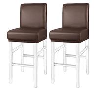 PiccoCasa Pack of 2 Bar Stool Covers, Waterproof Dining Chair Covers for Home Kitchen Dining Room Pub Counter, PU Leather Soft Removable Chair Cover Slipcover Protector Coffee Color