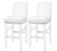 PiccoCasa Pack of 2 Bar Stool Covers, Waterproof Dining Chair Covers for Home Kitchen Dining Room Pub Counter, PU Leather Soft Removable Chair Cover Slipcover Protector White