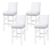 PiccoCasa Pack of 4 Bar Stool Covers, Waterproof Dining Chair Covers for Home Kitchen Dining Room Pub Counter, PU Leather Soft Removable Chair Cover Slipcover Protector White