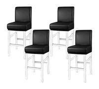 PiccoCasa Pack of 4 Bar Stool Covers, Waterproof Dining Chair Covers for Home Kitchen Dining Room Pub Counter, PU Leather Soft Removable Chair Cover Slipcover Protector Black