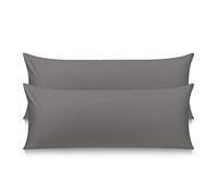 PiccoCasa Pillowcase with Hidden Zippered Closure, Egyptian Cotton Body Pillow Cover, Set of 2 No-Fade, Breathable Body Pillow Cases, Soft Luxury Pillowcase Set, Dark Gray 20" x 60"(W*L)