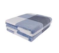 PiccoCasa Plaid Flannel Fleece Throw Blanket,Buffalo Checkered Soft Blankets and Throws, Tartan Decorative Lightweight Plush Blanket for Couch Sofa Bed, Single, 130 x 150 Cm, Blue and White