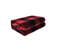 PiccoCasa Plaid Flannel Fleece Throw Blanket - Scarlet&Black 75x100cm | Soft Flannel Fleece Throw Blanket for Sofa & Couch, Fluffy Bed Throw