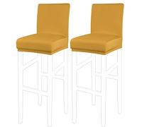 PiccoCasa Set of 2 Bar Stool Covers with Elastic Bottom, Stretch & Removable Dining Chair Covers for Pub Counter - Spandex Height Side Chair Covers Protector Slipcovers Gold