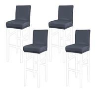 PiccoCasa Set of 4 Bar Stool Covers with Elastic Bottom, Stretch & Removable Dining Chair Covers for Pub Counter - Spandex Height Side Chair Covers Protector Slipcovers Slategray