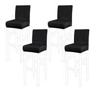 PiccoCasa Set of 4 Bar Stool Covers with Elastic Bottom, Stretch & Removable Dining Chair Covers for Pub Counter - Spandex Height Side Chair Covers Protector Slipcovers Black