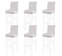 PiccoCasa Set of 6 Bar Stool Covers with Elastic Bottom, Stretch & Removable Dining Chair Covers for Pub Counter - Spandex Height Side Chair Covers Protector Slipcovers Silver Grey