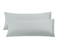 PiccoCasa Soft Brushed Microfiber Body Pillowcases 2 Pack, Breathable Embroidery Bolster Pillow Cases, Body Pillow Cover Cases with Zipper Closure Light Grey 20"x55" (4ft 6in)