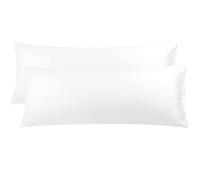 PiccoCasa Soft Brushed Microfiber Body Pillowcases 2 Pack, Breathable Embroidery Bolster Pillow Cases, Body Pillow Cover Cases with Zipper Closure White 20"x55" (4ft 6in)