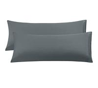PiccoCasa Soft Brushed Microfiber Body Pillowcases 2 Pack, Breathable Embroidery Bolster Pillow Cases, Body Pillow Cover Cases with Zipper Closure Dark Grey 20"x48"(4ft)