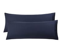 PiccoCasa Soft Brushed Microfiber Body Pillowcases 2 Pack, Breathable Embroidery Bolster Pillow Cases, Body Pillow Cover Cases with Zipper Closure Navy 20"x48"(4ft)