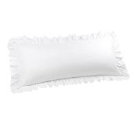 PiccoCasa Soft Microfiber Plain Bolster Pillowcase with Decorative Ruffle and Envelope Closure Full Body Pillow Case Cover White 20"x48" (4ft)