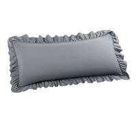 PiccoCasa Soft Microfiber Plain Bolster Pillowcase with Decorative Ruffle and Envelope Closure Full Body Pillow Case Cover Dark Grey 20"x55" (4ft 6in)