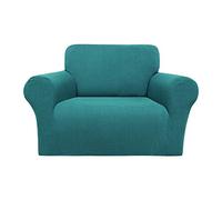 PiccoCasa Stretch Sofa Slipcover, 1-Piece Couch Seat Cover for Sofa Living Room - Spandex Jacquard Checks Sofa Covers, Washable Couch Furniture Cover for Dogs Peacock Blue 1 Seater