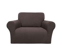 PiccoCasa Stretch Sofa Slipcover, 1-Piece Couch Seat Cover for Sofa Living Room - Spandex Jacquard Checks Sofa Covers, Washable Couch Furniture Cover for Dogs Umber 1 Seater