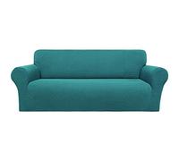 PiccoCasa Stretch Sofa Slipcover, 1-Piece Couch Seat Cover for Sofa Living Room - Spandex Jacquard Checks Sofa Covers, Washable Couch Furniture Cover for Dogs Peacock Blue 2 Seater