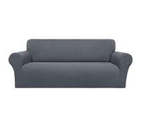 PiccoCasa Stretch Sofa Slipcover, 1-Piece Couch Seat Cover for Sofa Living Room - Spandex Jacquard Checks Sofa Covers, Washable Couch Furniture Cover for Dogs Dark Grey 3 Seater