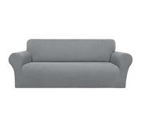 PiccoCasa Stretch Sofa Slipcover, 1-Piece Couch Seat Cover for Sofa Living Room - Spandex Jacquard Checks Sofa Covers, Washable Couch Furniture Cover for Dogs Light Grey 4 Seater