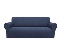 PiccoCasa Stretch Sofa Slipcover, 1-Piece Couch Seat Cover for Sofa Living Room - Spandex Jacquard Checks Sofa Covers, Washable Couch Furniture Cover for Dogs Navy 4 Seater