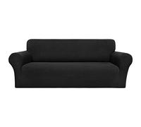 PiccoCasa Stretch Sofa Slipcover, 1-Piece Couch Seat Cover for Sofa Living Room - Spandex Jacquard Checks Sofa Covers, Washable Couch Furniture Cover for Dogs Black 4 Seater