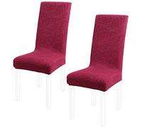 PiccoCasa Stretch Spandex Dining Chair Covers for Dining Chair 2 Pack, Removable Washable Chair Covers for Hotel Party Kitchen Wedding - Wine Red High Back Chair Seat Slipcovers