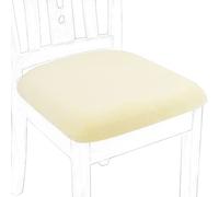 PiccoCasa Stretch Velvet Dining Chair Seat Covers with Ties 6 Pack Cream
