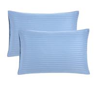 PiccoCasa Striped Microfiber Envelope Pillowcases 2 PCS, Steel Blue 50x75cm