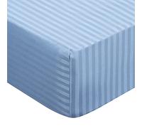 PiccoCasa Striped Microfiber Fitted Sheet - Steel Blue Single