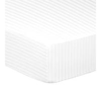 PiccoCasa Striped Microfiber Fitted Sheet - White Super King