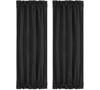 PiccoCasa Thermal Insulated French Door Curtain Side Panels - Blackout Curtains Drape 25x72 Inch Room Darkening for Glass Doors 2 Panels Black