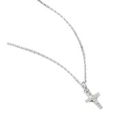 Piccola Collana con Croce da Donna, Piccola Croce con Pendente in Argento Sterling 925 Catena Minimalista, Delicata Collana con Croce da Donna, Collana con Croce Laterale da Donna