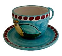 Piccola Home - Sorrento Limone Cappuccino Cup With Saucer - Turquoise