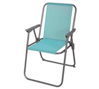 Piccolo Camping Chair Gray, Textile Cover Light Blue, Foldable Garden Steel New