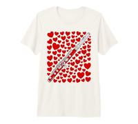 Piccolo with Hearts, Valentines Woodwind Musician Wedding Premium T-Shirt
